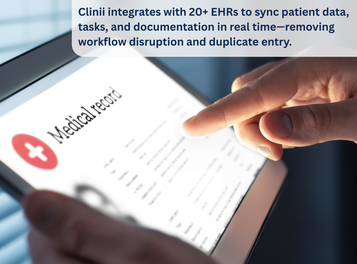 Tablet displaying electronic health records for real-time EHR integration in healthcare.